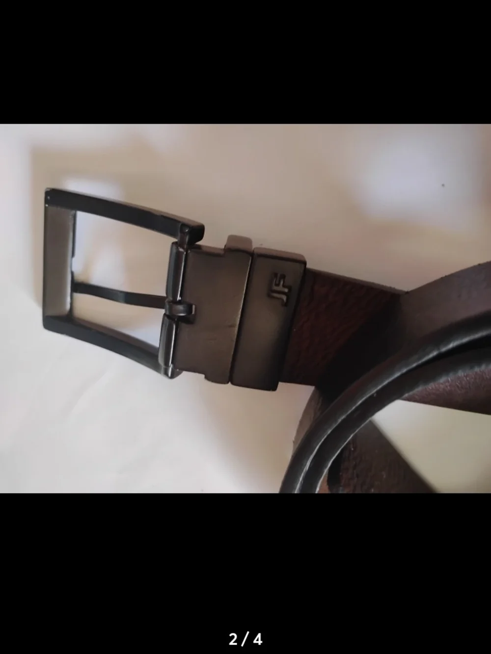 J. Ferrar men's reversible belt Dark Brown Leather Belt with Gunmetal Buckle
